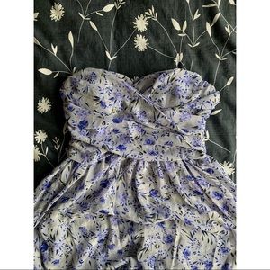 Lulus ROYAL BLUE FLORAL PRINT STRAPLESS MAXI DRESS